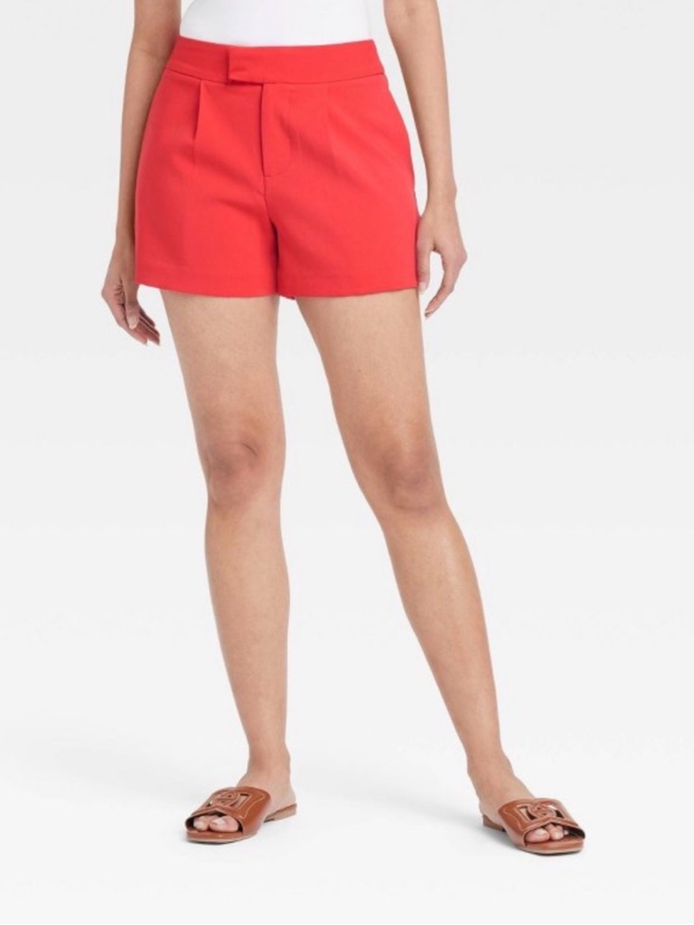 a new day Women's Red Tailored High-Waist Shorts